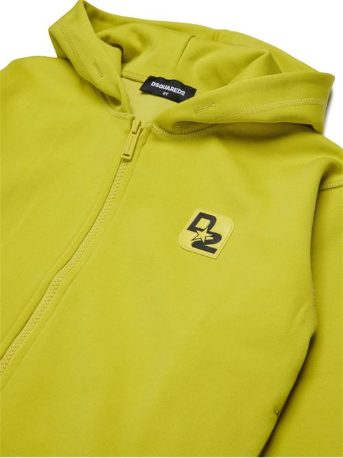 Felpa unisex bambino Dsquared2 lime con cappuccio e zip Dsquared Kids | DQ3418D0AFGDQ233